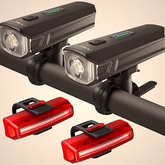2 Pack Bike Lights for Night Riding, 1200 Lumen Bicycle Front Headlight and B...