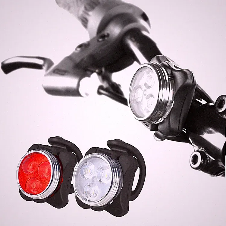 2×USB Rechargeable LED Bicycle Lights Set Headlight Taillight Cycling Light