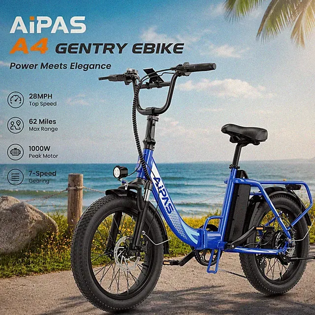 20" Fat Tire 1000W Electric Bikes for Adults 28MPH 62Miles Mountain E-bike