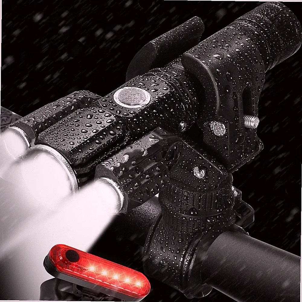 20000LM Rechargeable LED Mountain Bike Lights Bicycle Torch Front &Rear Lamp Set