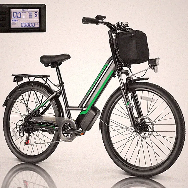 26" Electric Bike 500W 48V Cruiser Bicycle Low Step Thru eBike Adjustable Height