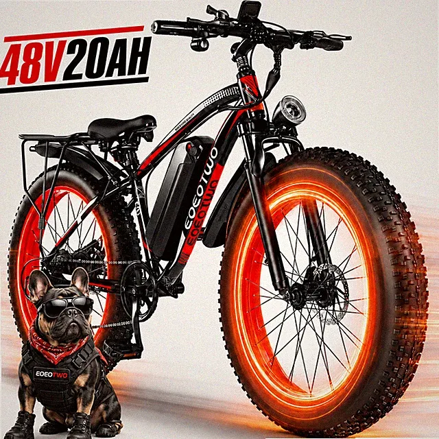 26''Fat Tire Electric Bike for Adults 1500W 48V20AH Off Road Mountain Ebike