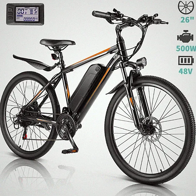 26in Electric Bike, 500W 48V Cruiser Bicycle 21Speed Commuting E-Bike 20mph MTB✅