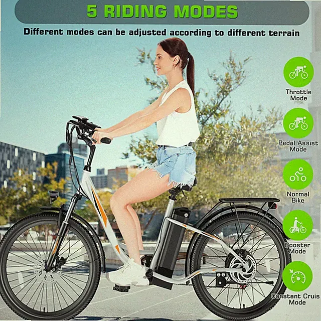 26in Electric Bike for Adults, 500W Ebike 48V Removable Battery Cruiser Bicycle#