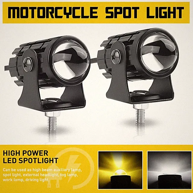 2pcs LED Spot Lights Auxiliary Headlight Driving Fog Lamps for Motorcycle Bike