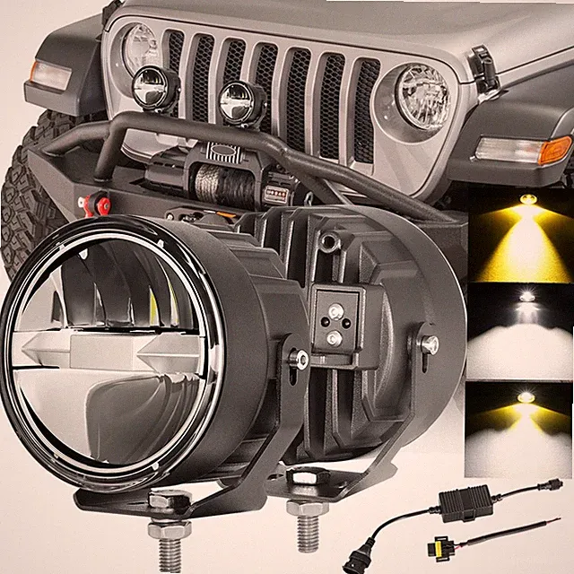 2x3.5" White/Yellow Dual Color LED Projector Driving Fog Light Motorcycle/E-Bike