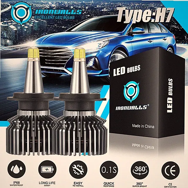 4-sides H7 LED Headlight Bulb Conversion Kit High Low Beam Fog Lamp 6500K White