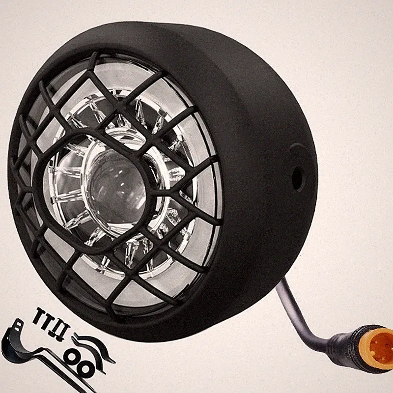 48V 36V Fat Tire Electric Bike Front Light 3 Male Plug Ebike Headlight with Horn