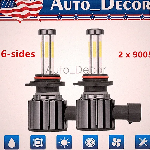 6-sides 9005 LED Headlight Super Bright Bulbs Kit 1500000LM High/Low Beam 6500K