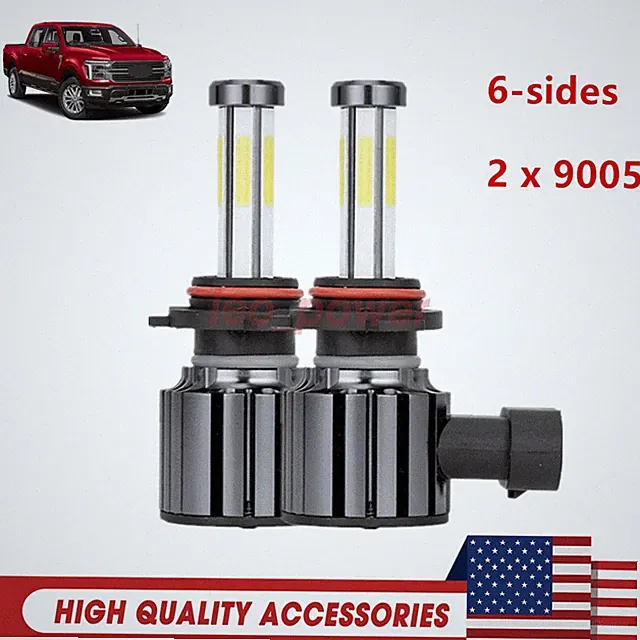 9005 LED Headlight Conversion Kit 6 Sided 1500000LM 6500K Hi Lo Beam