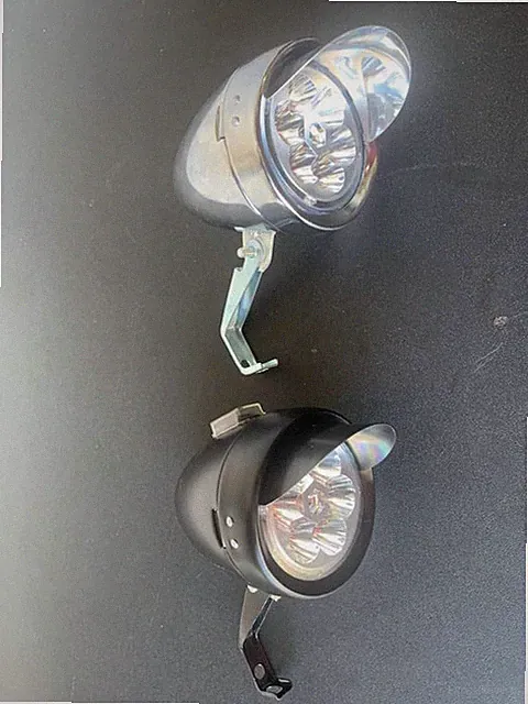 Bicycle 6-LED Bullet HeadLight Visor Cruiser Lowrider Bikes CHROME or BLACK
