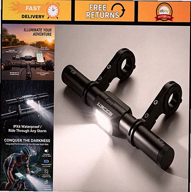 Bike Handlebar Extender with 800 Lumens USB Rechargeable Headlight, Waterproof B
