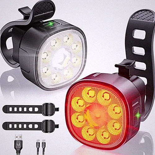 Bike Lights Kit 9LED Bike Headlights High & Low Beams, Ultra-Light and VTG9