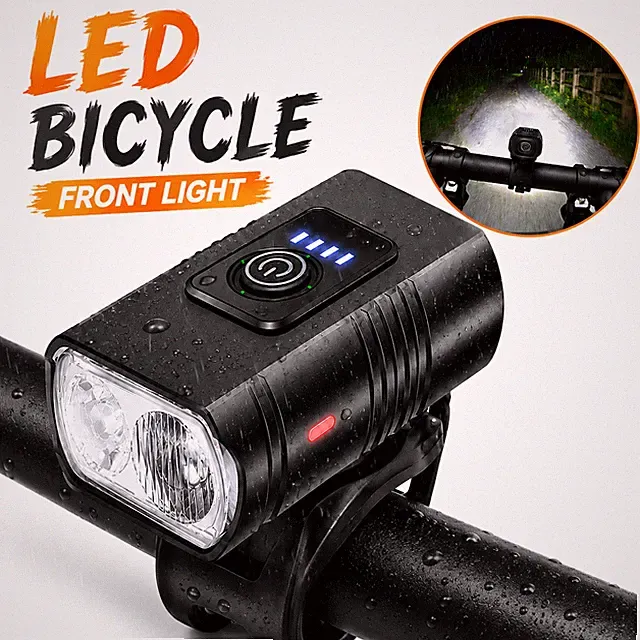 Bright LED Bicycle Headlight USB Rechargeable Front Light for 6 Modes MTB Bikes