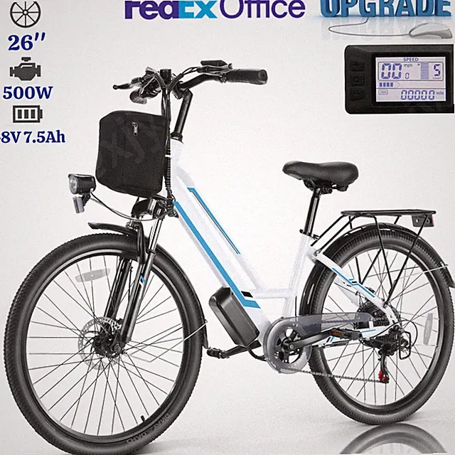 Electric Bike 500W 48V 7-Speed 26'' City Cruiser Bicycle Commuter E-Bike🚴
