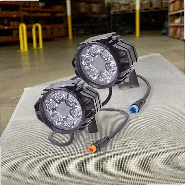 Electric Bike 6 LED Headlight 36V 48V 60V Front Light with Built-In Horn 3/4 Pin