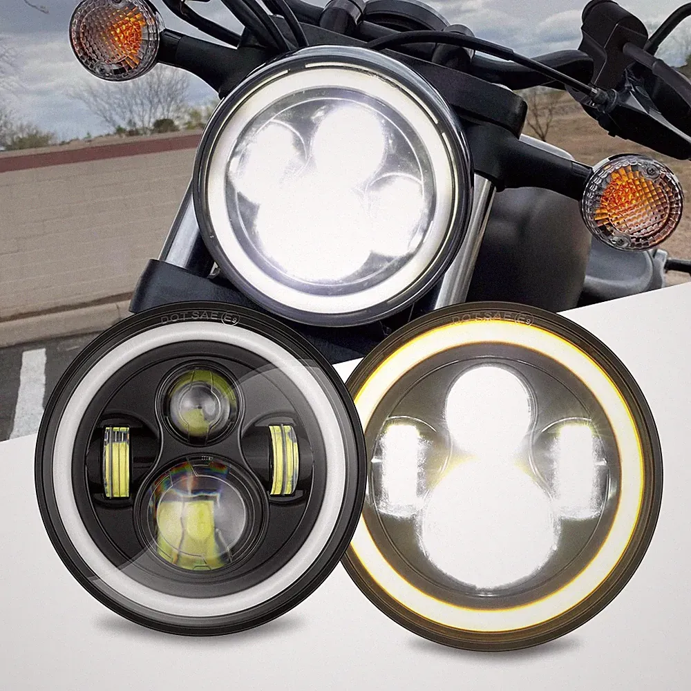 For E-bike Mountain Electric Bicycle LED Round Driving Headlights High Low Beam