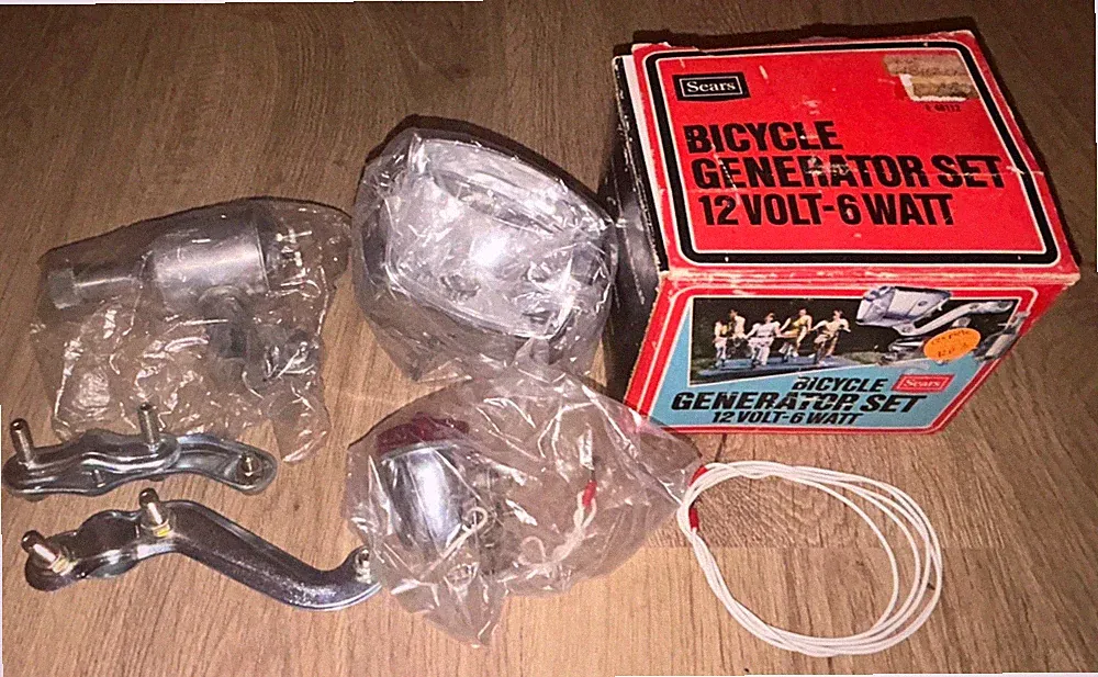 NOS Sears Generator + Battery Head Light Set Bicycle Screamer Murray AMF Huffy