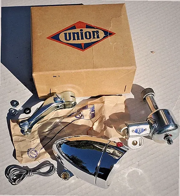 NOS Union Generator Bullet Head Light Bicycle Vtg 1930's 40's Schwinn Elgin
