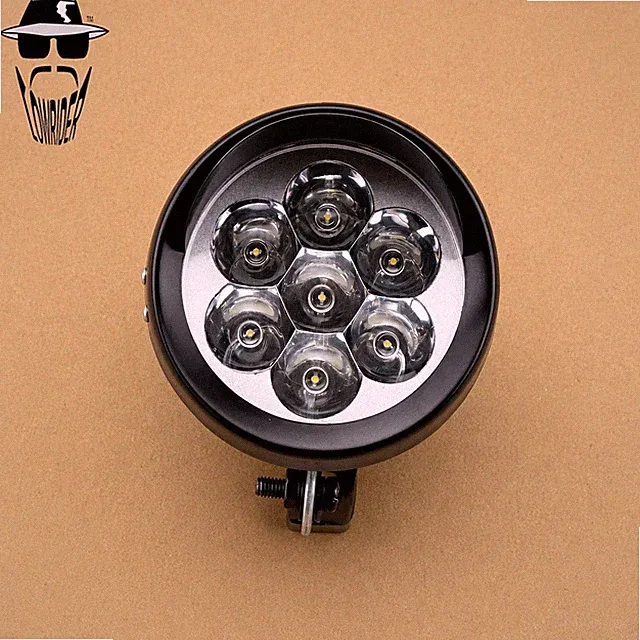 ORIGINAL LOWRIDER Black Bullet Headlight 7 LED Vintage Cruiser Bicycle Light.