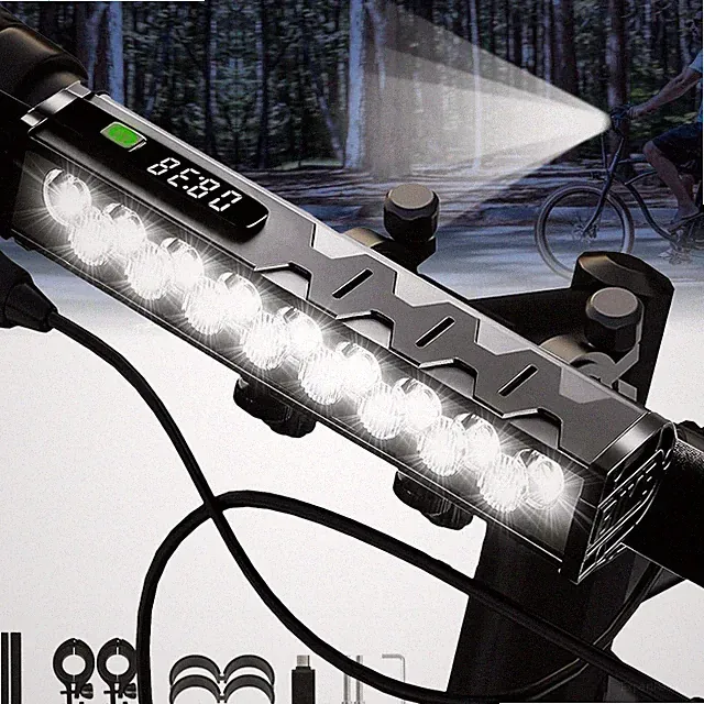 Powerful 4800LM LED Bike Light Bar 10000mAh Rechargeable Bicycle Front Headlight