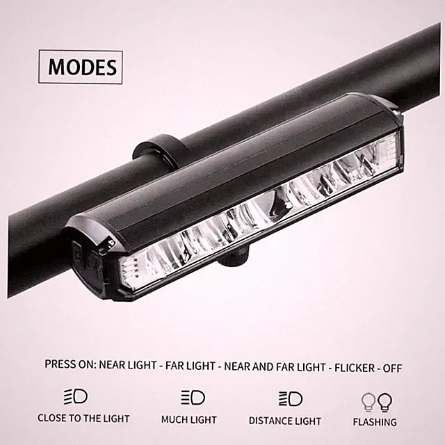 Rechargeable Bicycle Headlight LED Bike Front Light Handlebar Flashlight Outdoor