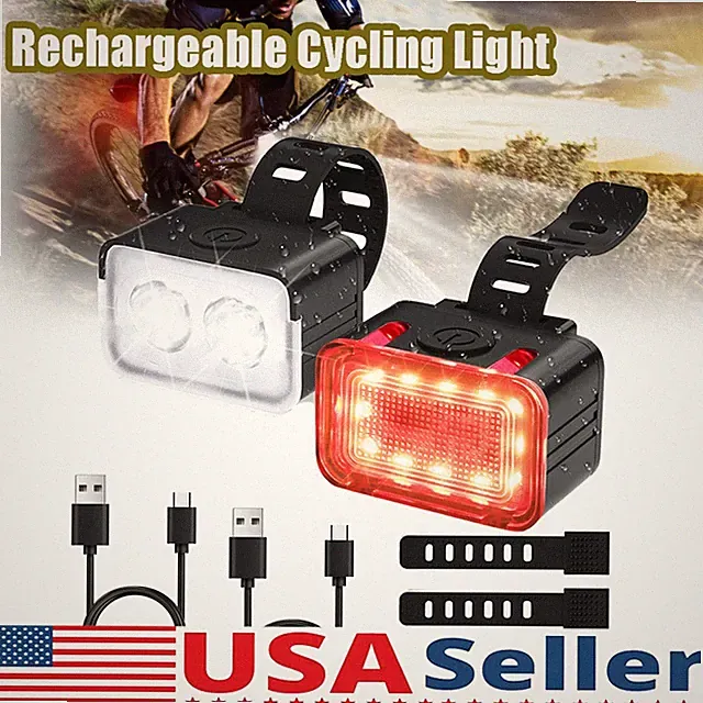 Rechargeable Bike Light Set, IPX6 Waterproof Type-C Front & Rear Bicycle Lights