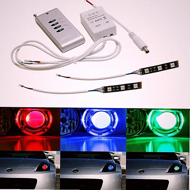 RGB Demon Eye LED + Wireless Remote For Car Bike Headlights Projector Retrofit