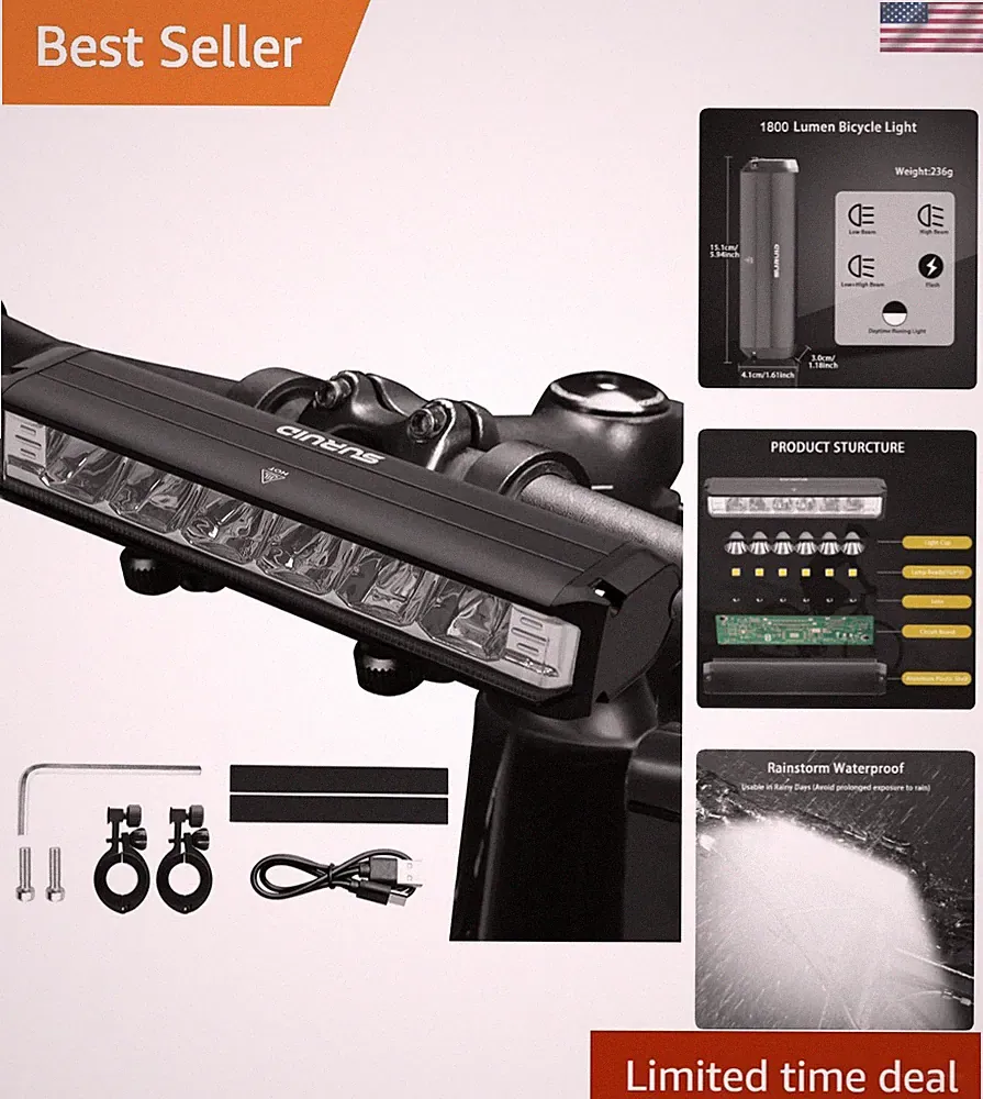 Super Bright LED Bike Light, USB Rechargeable Bicycle Headlight, Waterproof B...