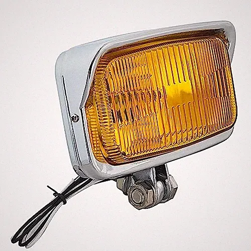Vintage Motorcycle Headlight 6.5"x 3.5" Upgraded LED 1025 chrome amber lens